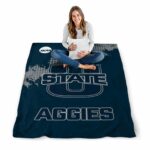 utah state aggies grunge texture navy blanket high quality