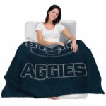 utah state aggies grunge texture navy blanket latest model