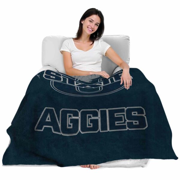 utah state aggies grunge texture navy blanket latest model
