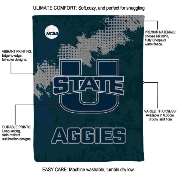 utah state aggies grunge texture navy blanket new arrival