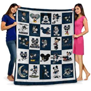 utah state aggies mickey minnie navy white blanket fashion forward