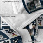 utah state aggies mickey minnie navy white blanket premium grade