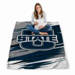 utah state aggies paint streaks navy white blanket best selling