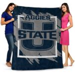 utah state aggies splatter effect navy blanket fashion forward