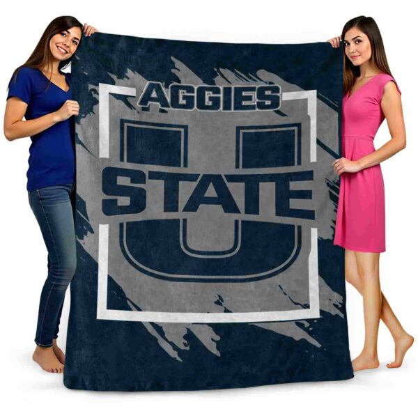 utah state aggies splatter effect navy blanket fashion forward