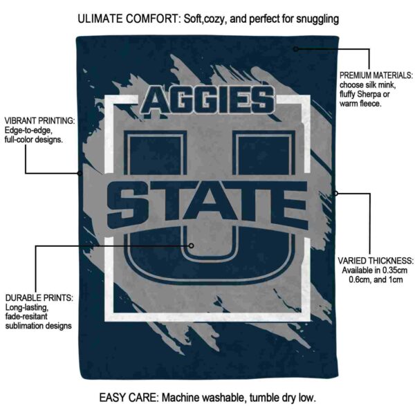 utah state aggies splatter effect navy blanket new arrival