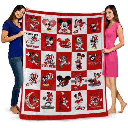 utah utes mickey minnie red white blanket fashion forward