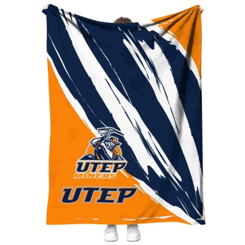 utep miners brushstrokes blue white blanket best selling