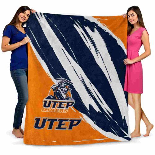 utep miners brushstrokes blue white blanket fashion forward