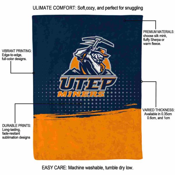 utep miners gradient dots blue blanket new arrival