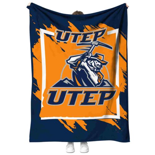 utep miners splatter effect blue blanket best selling