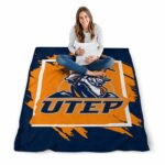 utep miners splatter effect blue blanket high quality