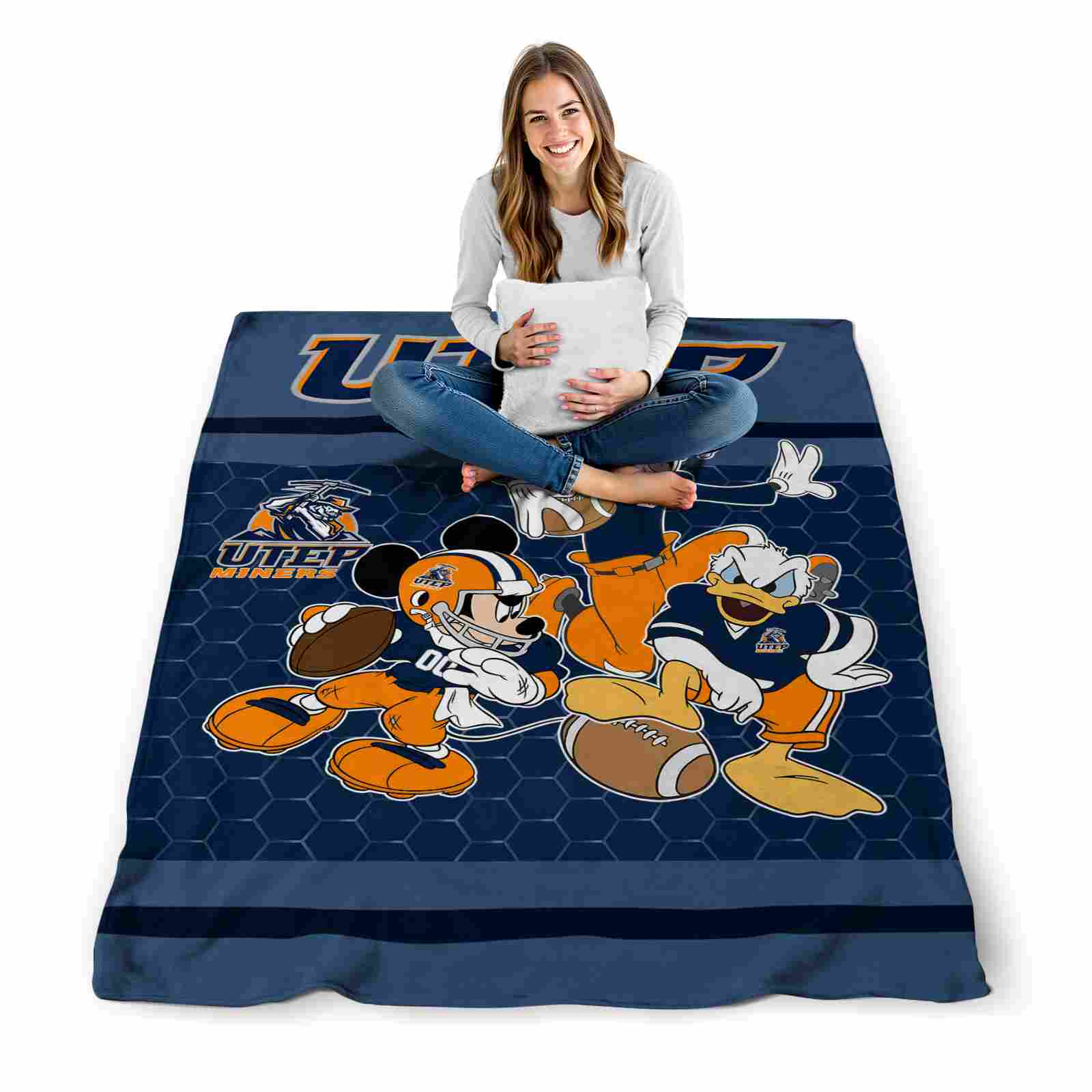utep miners three musketeers blue blanket high quality utep miners three musketeers blue blanket high quality