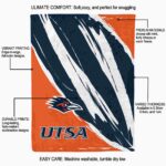 utsa roadrunners brushstrokes orange white blanket best selling