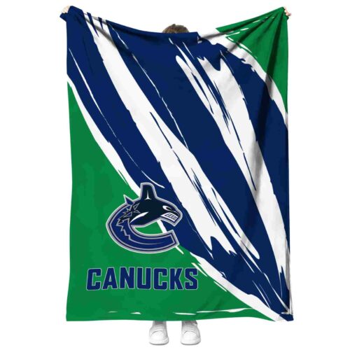 vancouver canucks brushstrokes blue white blanket best selling