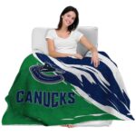 vancouver canucks brushstrokes blue white blanket best selling