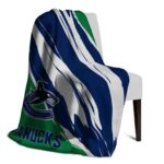 vancouver canucks brushstrokes blue white blanket best selling