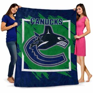 vancouver canucks splatter effect blue blanket fashion forward