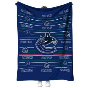 vancouver canucks striped pattern blue blanket best selling