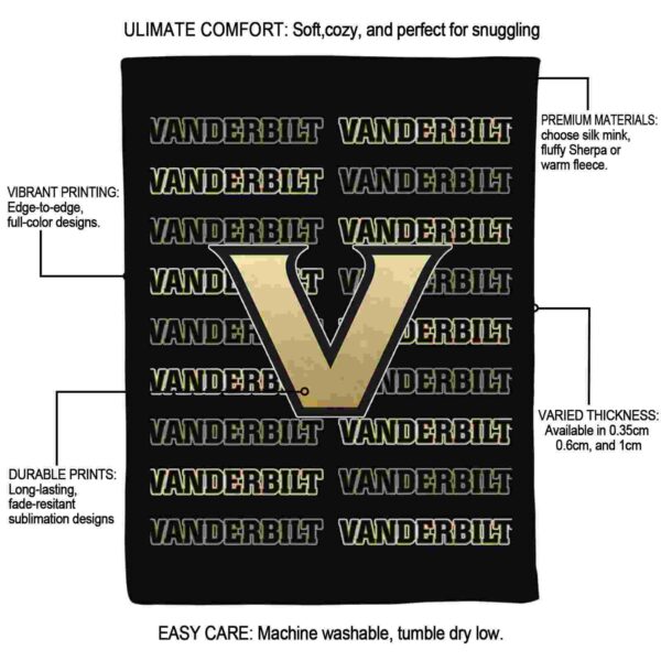 vanderbilt commodores fan pride black blanket new arrival