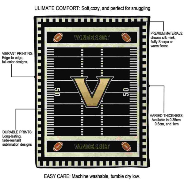 vanderbilt commodores football field black blanket new arrival