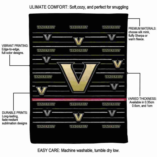 vanderbilt commodores striped pattern black blanket new arrival