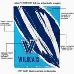 villanova wildcats brushstrokes navy white blanket new arrival