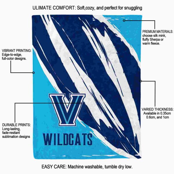 villanova wildcats brushstrokes navy white blanket new arrival