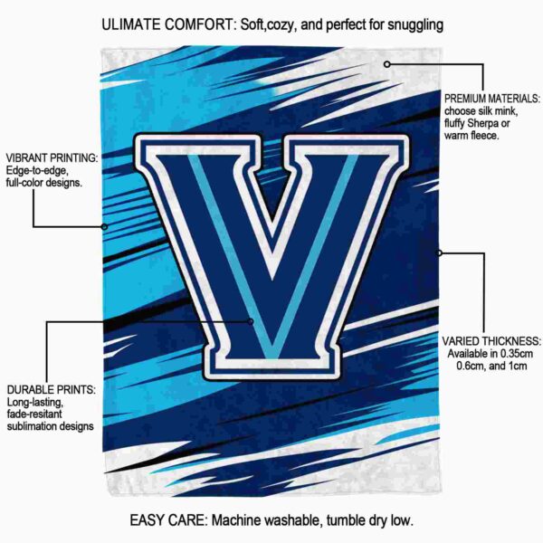 villanova wildcats paint streaks navy white blanket new arrival