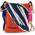 virginia cavaliers brushstrokes blue white blanket best selling