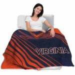 virginia cavaliers diagonal stripes blue blanket best selling