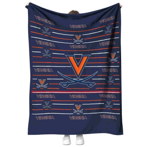 virginia cavaliers striped pattern blue blanket best selling