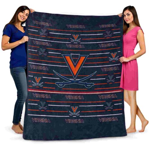virginia cavaliers striped pattern blue blanket fashion forward