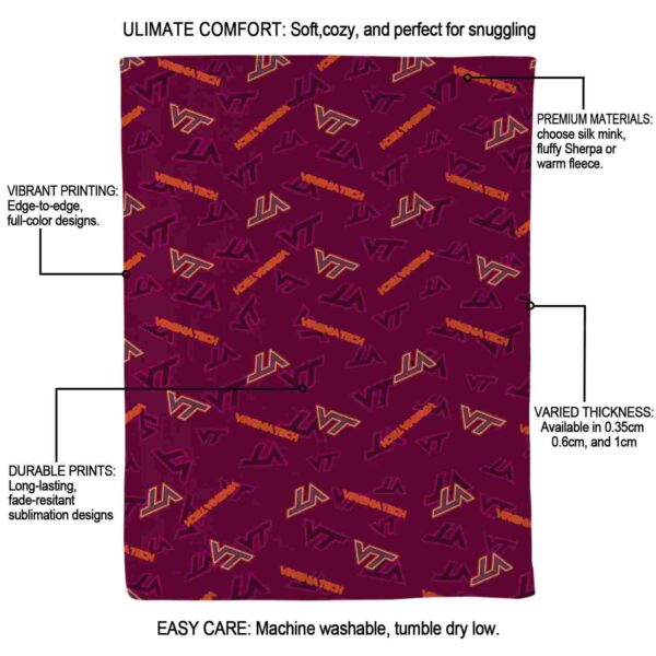 virginia tech hokies diehard fans maroon blanket new arrival