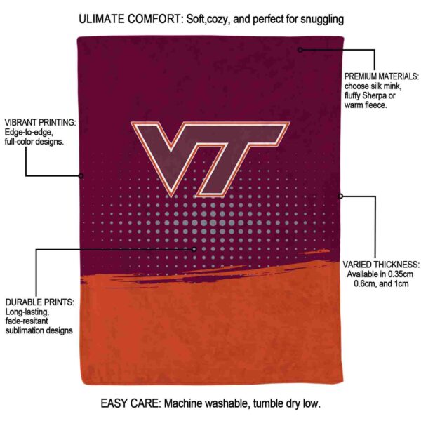 virginia tech hokies gradient dots maroon blanket new arrival
