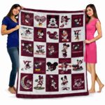 virginia tech hokies mickey minnie maroon white blanket best selling