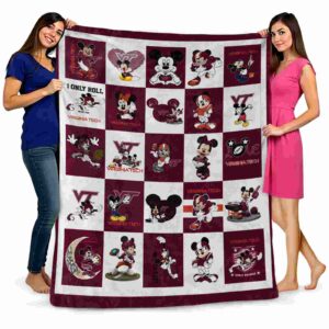 virginia tech hokies mickey minnie maroon white blanket fashion forward