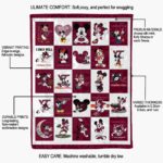 virginia tech hokies mickey minnie maroon white blanket best selling