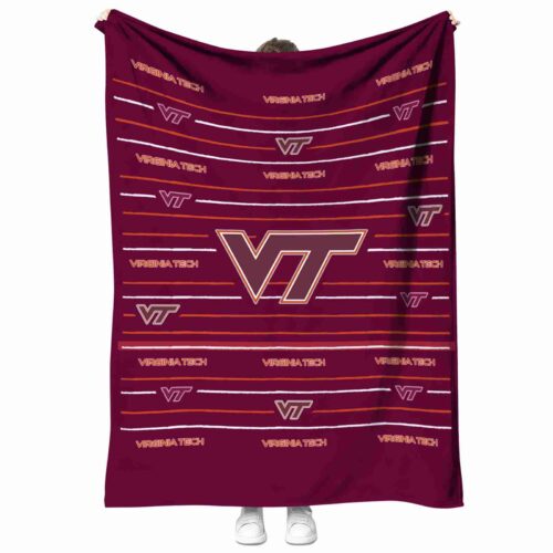 virginia tech hokies striped pattern maroon blanket best selling