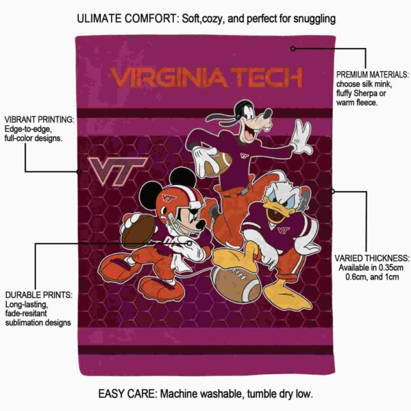 virginia tech hokies three musketeers maroon blanket new arrival