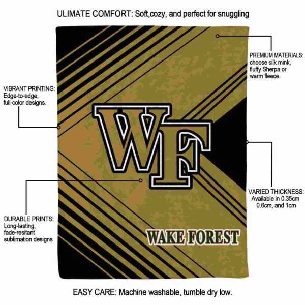wake forest demon deacons diagonal stripes gold blanket new arrival