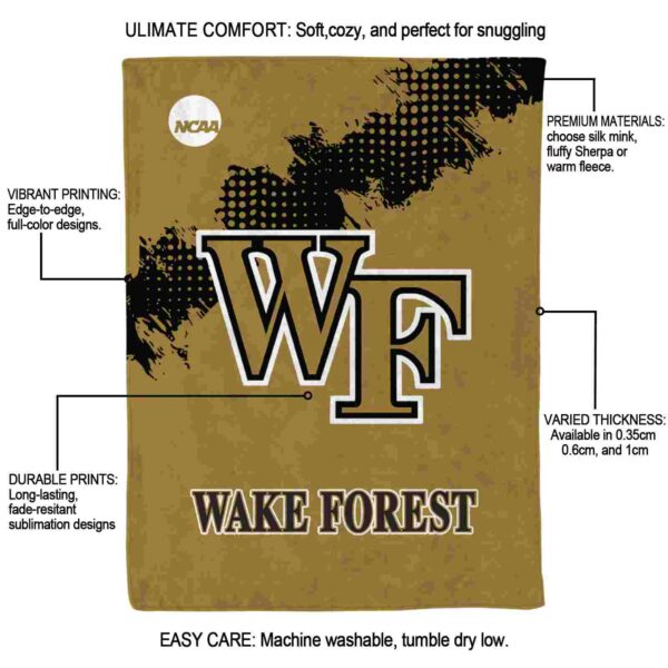 wake forest demon deacons grunge texture gold blanket new arrival