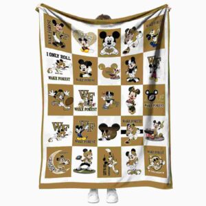wake forest demon deacons mickey minnie gold white blanket best selling