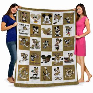 wake forest demon deacons mickey minnie gold white blanket fashion forward
