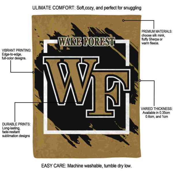 wake forest demon deacons splatter effect gold blanket new arrival