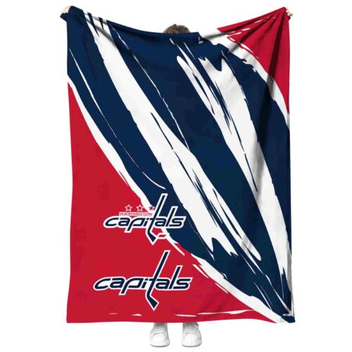 washington capitals brushstrokes blue white blanket best selling