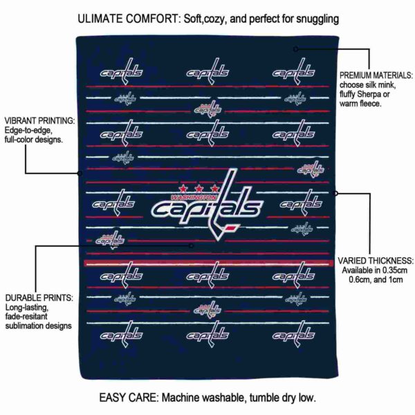 washington capitals striped pattern blue blanket new arrival