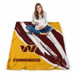 washington commanders brushstrokes burgundy white blanket best selling