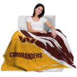 washington commanders brushstrokes burgundy white blanket best selling