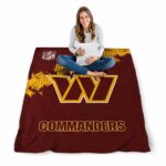 washington commanders grunge texture burgundy blanket best selling